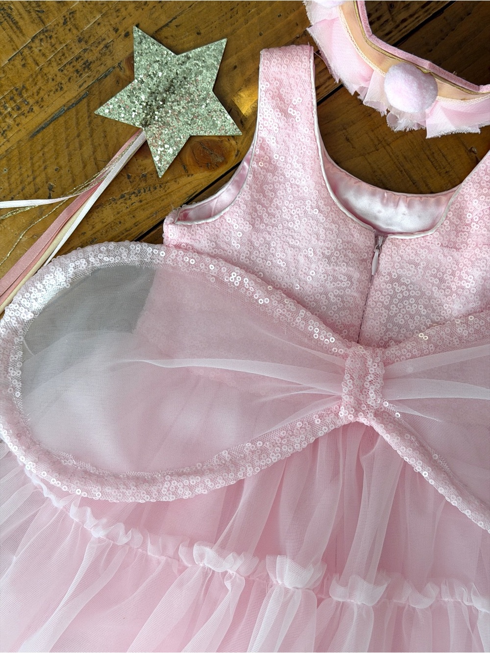 Girls Fairy Princess Pink Tulle Dress with crown/wings/wand - Picture 9 of 16